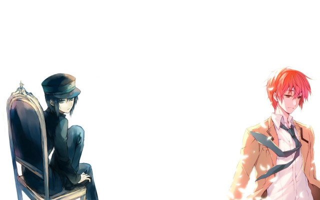 Anime characters sitting chair white free wallpaper for desktop - medium preview image