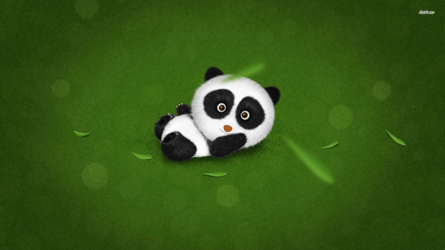 Stuffed panda bear green surface free wallpaper for desktop - medium preview image