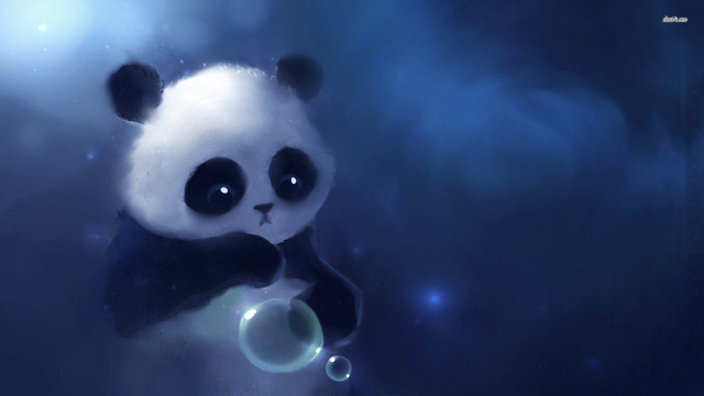 Panda bear bubble looking up free wallpaper for desktop - medium preview image