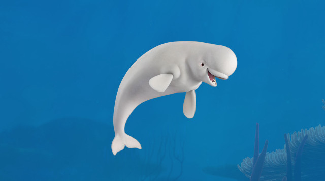 White dolphin swimming ocean mouth free wallpaper for desktop - medium preview image