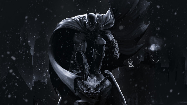 Batman statue snow bat city free wallpaper for desktop - medium preview image