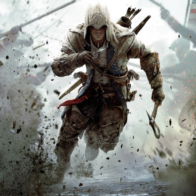 Man white outfit running swords free wallpaper for tablet - medium preview image