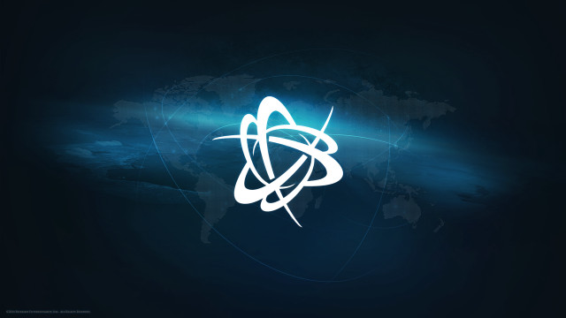 Blue white logo world map #2 free wallpaper for desktop - medium preview image