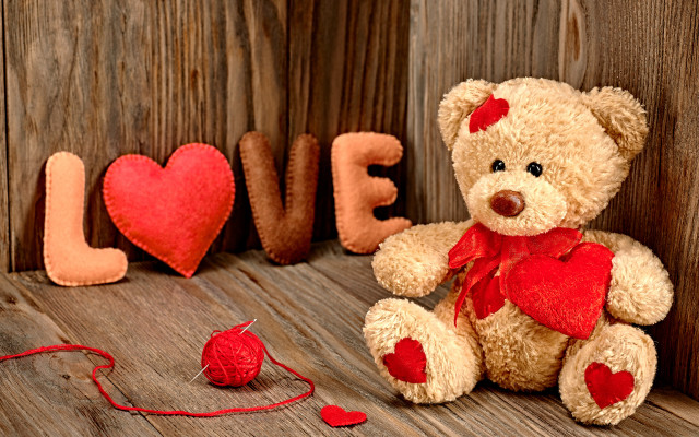 Teddy bear love heart rose free wallpaper for desktop - medium preview image