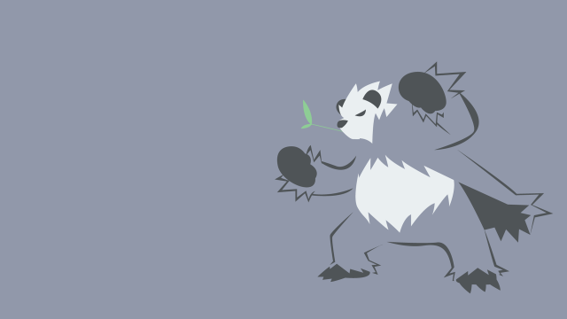 Cartoon panda holding green stick free wallpaper for desktop - medium preview image