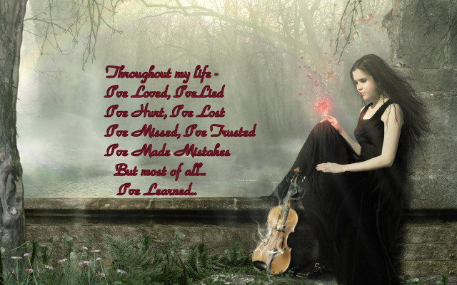 Woman sitting ledged violin poem free wallpaper for desktop - medium preview image