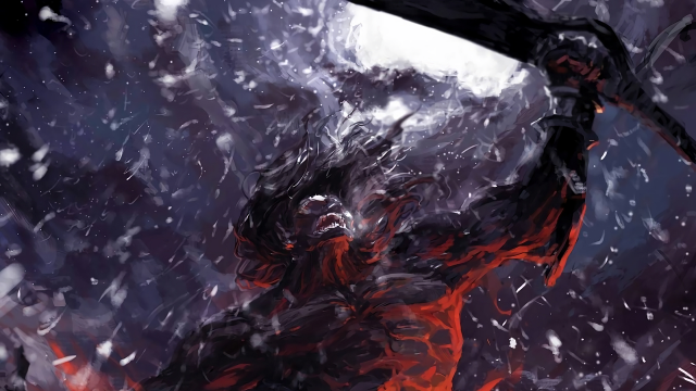 Demonic bloody snow sword night free wallpaper for desktop - medium preview image