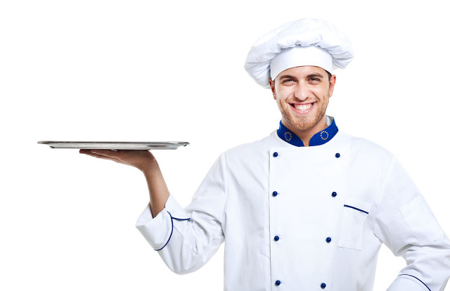 Man chef outfit holding silver free wallpaper for desktop - medium preview image