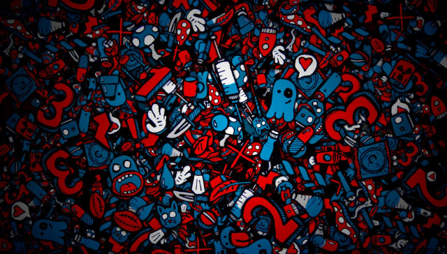 Colorful painting variety blue red free wallpaper for desktop - medium preview image