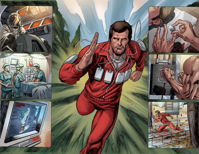 Man red suit running field free wallpaper for desktop - medium preview image