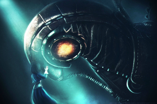 Alien creature glowing eye blue free wallpaper for desktop - medium preview image