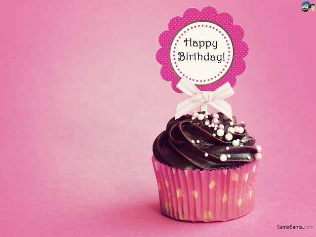 Happy birthday cupcake polka dot free wallpaper for desktop - medium preview image