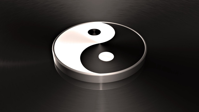 Yin yang symbol black background free wallpaper for desktop - medium preview image