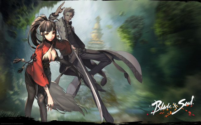 Anime characters forest sword demon free wallpaper for desktop - medium preview image