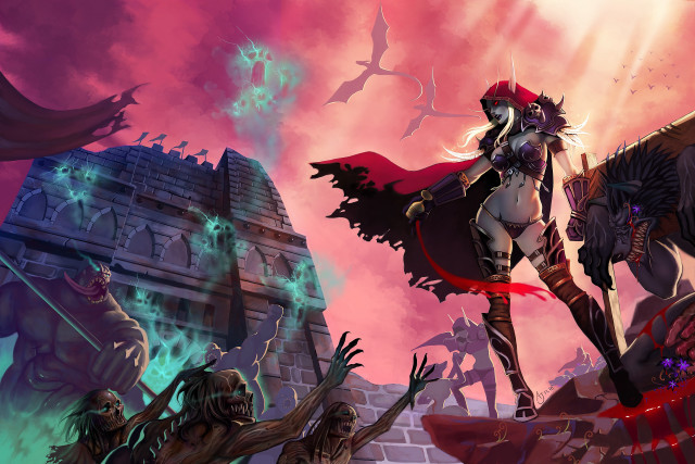 Woman red cape demon castle free wallpaper for desktop - medium preview image