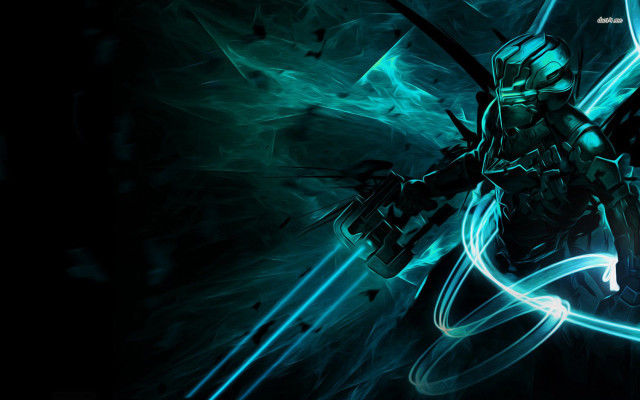 Man sword dark background blue free wallpaper for desktop - medium preview image