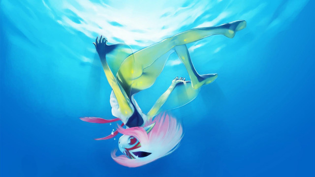 Woman bikini diving water fish free wallpaper for desktop - medium preview image