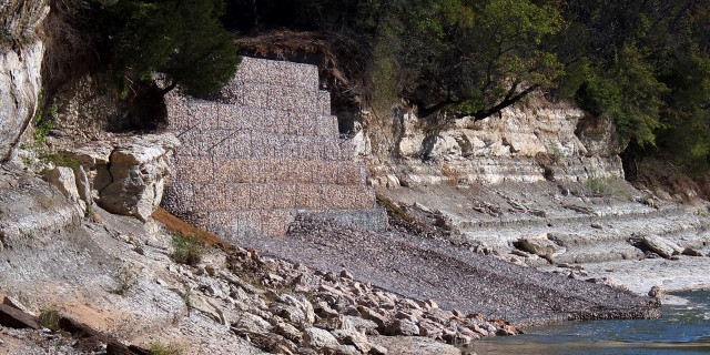 Large stone structure cliff river free wallpaper for desktop - medium preview image