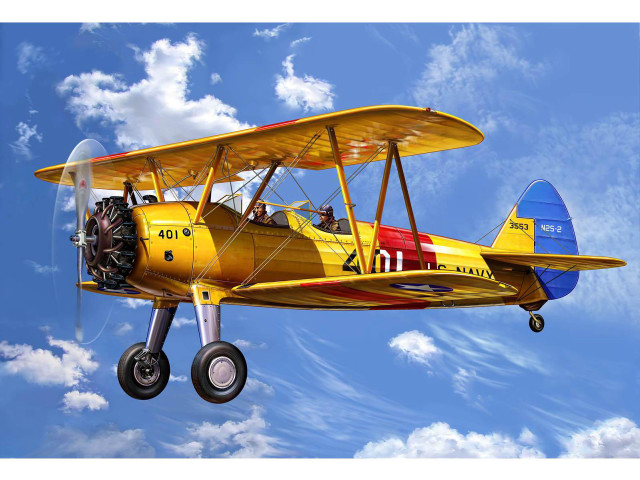 Yellow biplane blue sky clouds free wallpaper for desktop - medium preview image