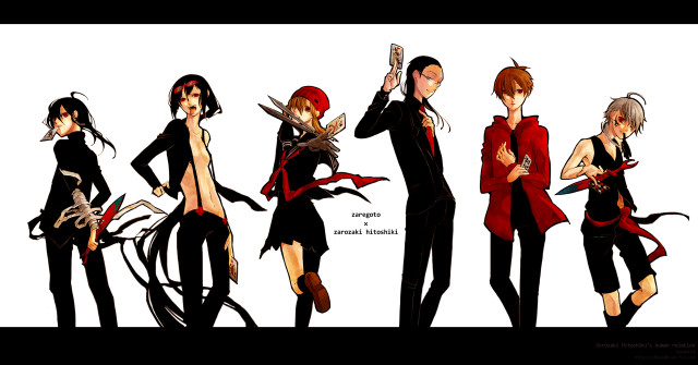 Anime characters group arms around #9 free wallpaper for desktop - medium preview image