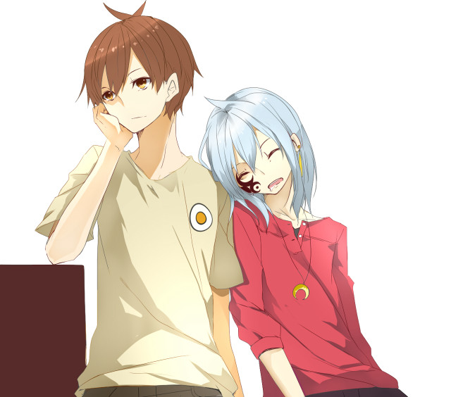 Couple people chair laptop blue free wallpaper for tablet - medium preview image