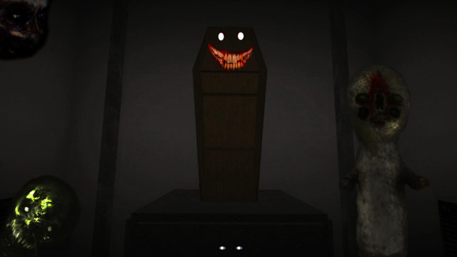 Creepy box face dark room free wallpaper for desktop - medium preview image