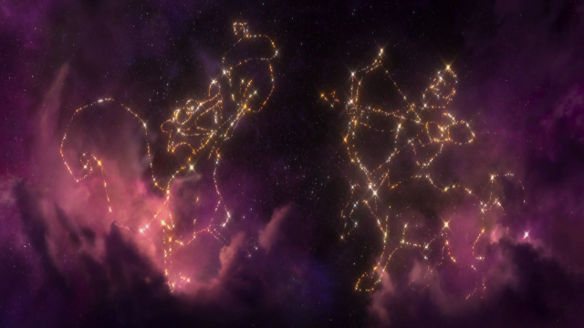 Space scene purple yellow black free wallpaper for desktop - medium preview image