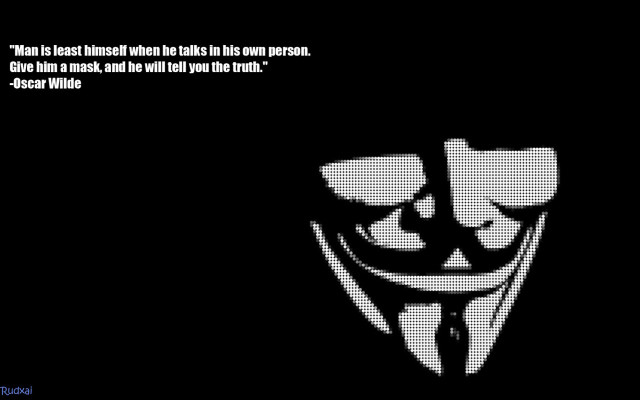 Scary mask black white quote free wallpaper for desktop - medium preview image