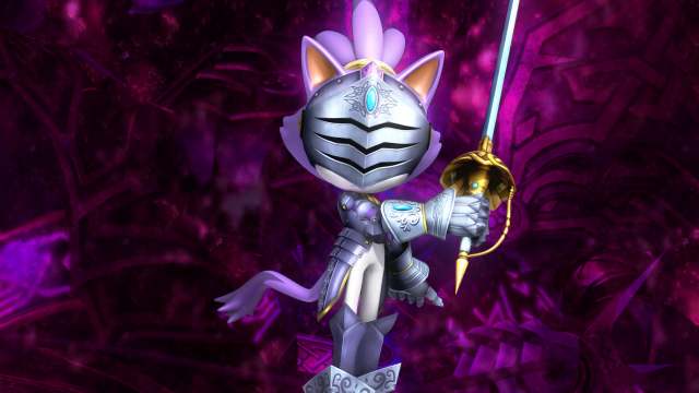 Cat sword helmet purple glow free wallpaper for desktop - medium preview image