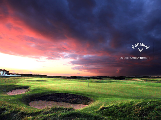 Golf course sunset cloudy sky free wallpaper for desktop - medium preview image