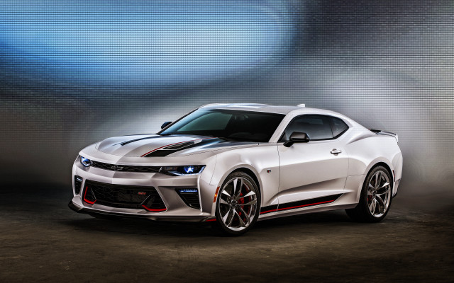 White chevrolet camaro spotlight blue free wallpaper for desktop - medium preview image