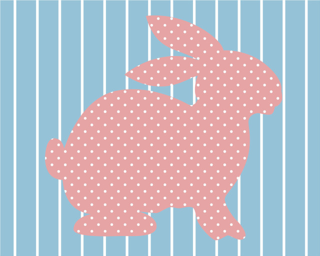 Pink bunny rabbit striped background free wallpaper for desktop - medium preview image