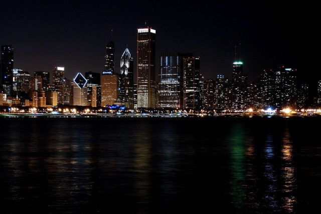 City skyline night reflection water #15 free wallpaper for desktop - medium preview image