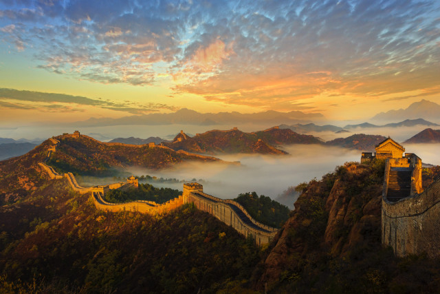 Great wall china sunset clouds free wallpaper for desktop - medium preview image