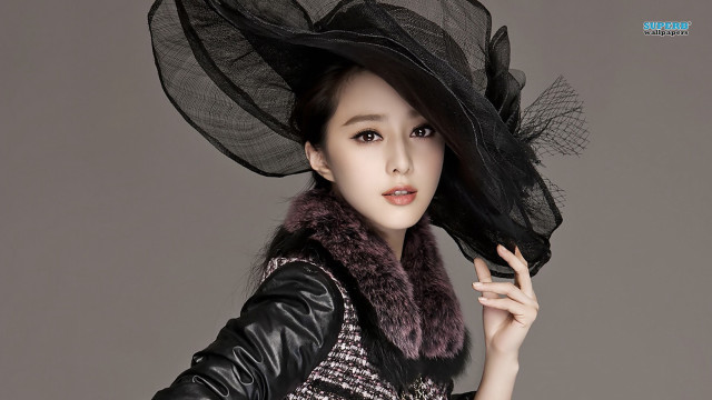 Woman black hat fur stole free wallpaper for desktop - medium preview image