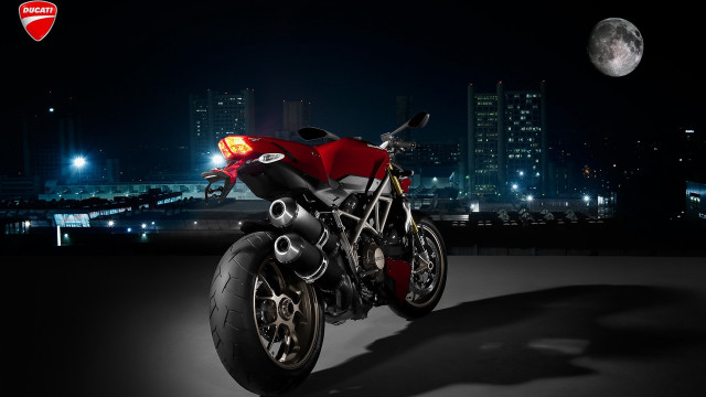 Red motorcycle city night moon #3 free wallpaper for desktop - medium preview image