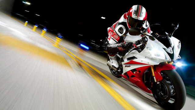 Motorcycle night ride city motion free wallpaper for desktop - medium preview image