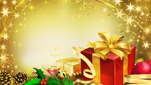 Christmas background presents decorations gold #5 free wallpaper for desktop - medium preview image