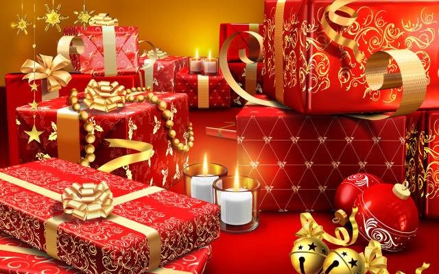 Presents table candles ornaments holiday #2 free wallpaper for desktop - medium preview image