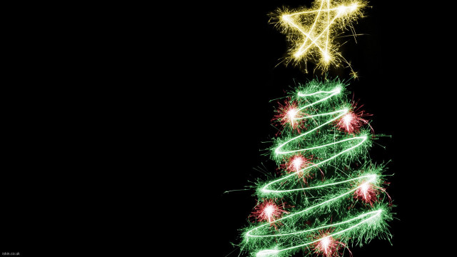 Christmas tree fireworks star black free wallpaper for desktop - medium preview image