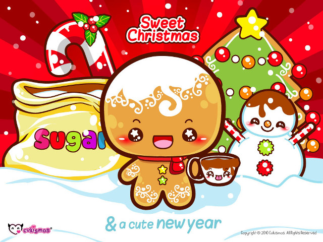 Cartoon christmas snowman gingerbread pop free wallpaper for desktop - medium preview image