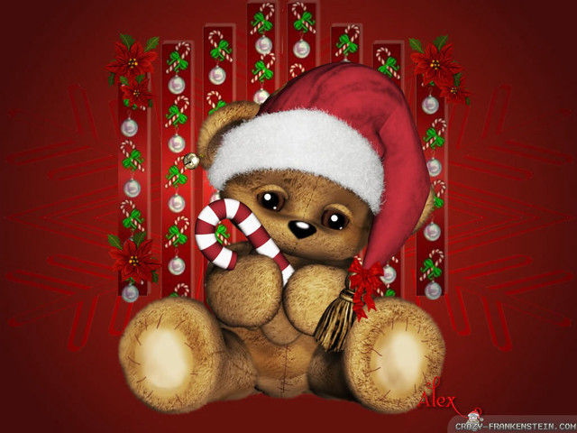 Teddy bear santa hat candy free wallpaper for desktop - medium preview image