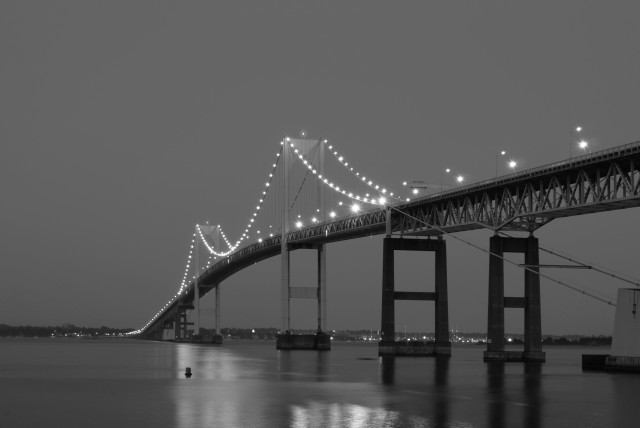 Long bridge lights water night free wallpaper for desktop - medium preview image