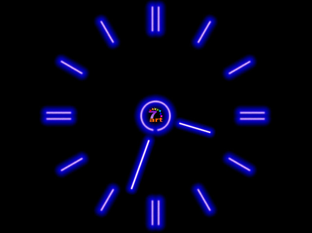 Clock blue neon lights hands free wallpaper for desktop - medium preview image