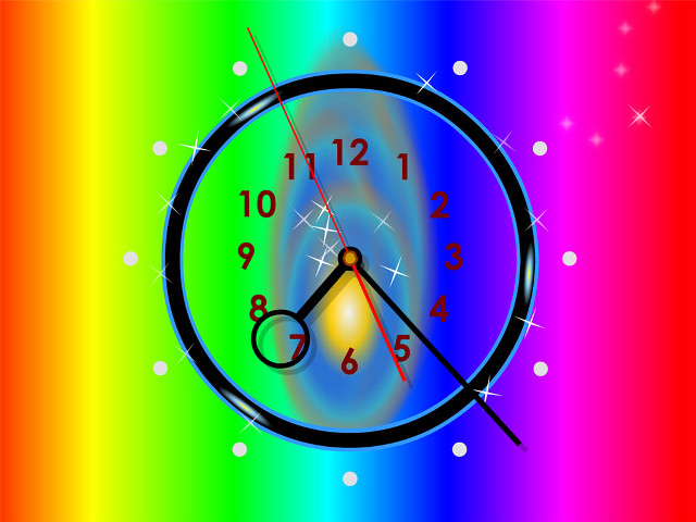 Clock rainbow background stars light #2 free wallpaper for desktop - medium preview image