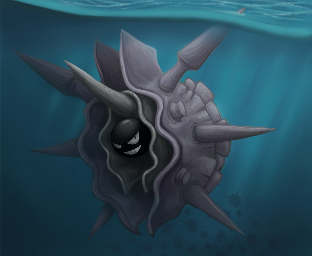 Cartoon sea monster huge tooth free wallpaper for desktop - medium preview image