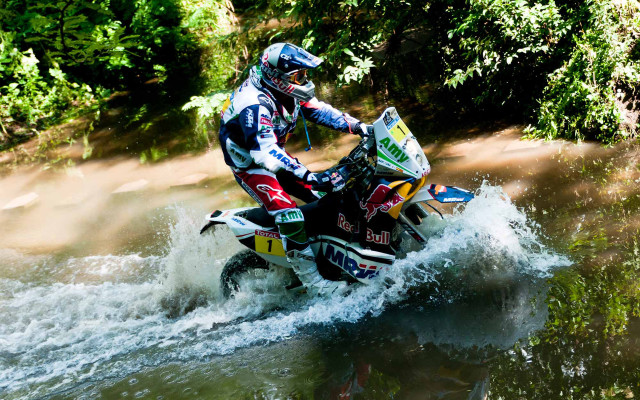 Motorcycle river woods impressionist nature free wallpaper for desktop - medium preview image