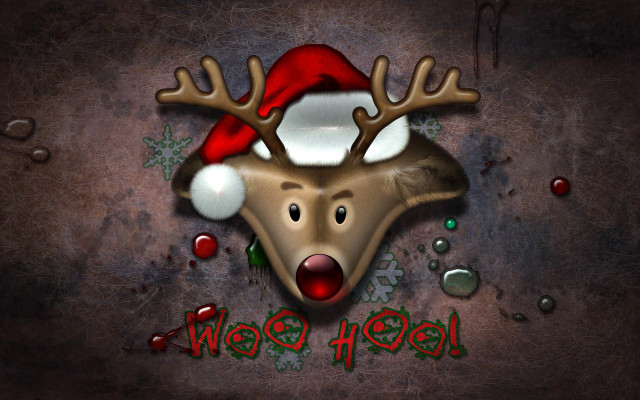 Reindeer santa hat merry christmas free wallpaper for desktop - medium preview image