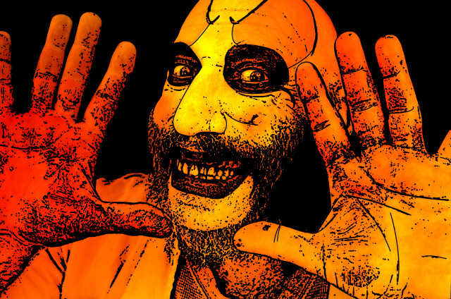 Man hands up orange black free wallpaper for desktop - medium preview image