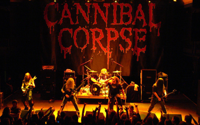 Band performing cannibal corpse banner free wallpaper for desktop - medium preview image